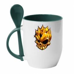 Чашка с ложкой Standoff - Gold Skull - PrintSalon