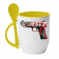 Чашка с ложкой Standoff pistol - PrintSalon