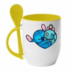 Чашка с ложкой Стич с куклой - PrintSalon