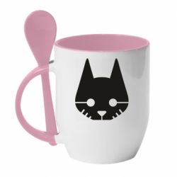 Чашка з ложкою Strey head - PrintSalon