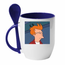 Чашка с ложкой Suspicious Fry - PrintSalon