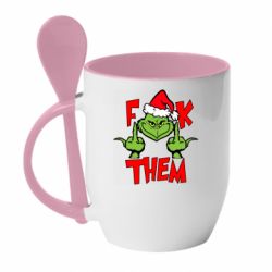 Чашка с ложкой The grinch f*ck them - PrintSalon