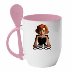 Чашка с ложкой The Queen's Gambit art - PrintSalon