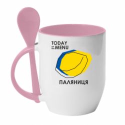 Кружка с керамической ложкой Today on the menu Паляниця - PrintSalon