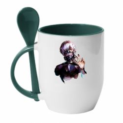 Чашка с ложкой Tokio Ghoul Kaneki - PrintSalon