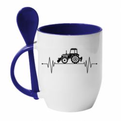 Чашка с ложкой Трактор импульс - PrintSalon