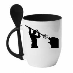 Чашка с ложкой Тризубом по морде - PrintSalon