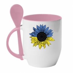 Кружка с керамической ложкой Украина! Подсолнух - PrintSalon