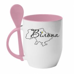Кружка з керамічною ложкою Україна Вільна - PrintSalon