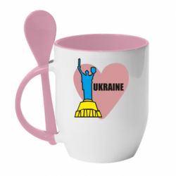 Кружка с керамической ложкой Ukraine in heart - PrintSalon