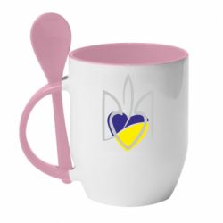 Кружка с керамической ложкой Ukrainian heart - PrintSalon