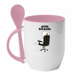 Чашка с ложкой Утка день - пиздень - PrintSalon