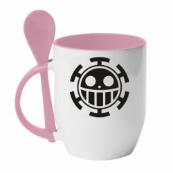 Чашка с ложкой Ван Пис флаг Трафальгара - PrintSalon