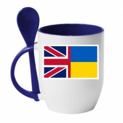 Чашка с ложкой Великобритания и Украина - PrintSalon