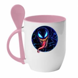 Чашка з ложкою Venom black and blue style - PrintSalon