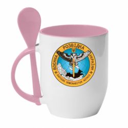 Кружка с керамической ложкой Военная разведка Украина, сова - PrintSalon