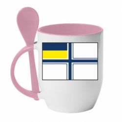 Кружка с керамической ложкой Военно-морской флаг ВСУ - PrintSalon