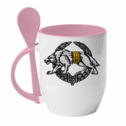 Кружка с керамической ложкой Волк УССО - PrintSalon