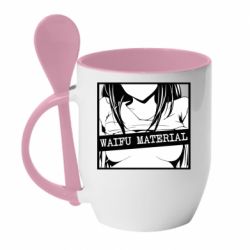 Чашка з ложкою Waifu Material - PrintSalon