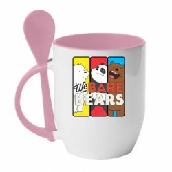 Чашка с ложкой We bare bears collage - PrintSalon