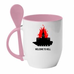 Кружка с керамической ложкой Welcome to Hell - PrintSalon