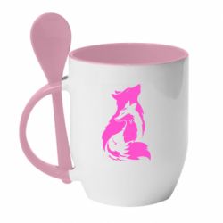 Чашка с ложкой Wolf And Fox - PrintSalon