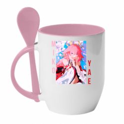 Чашка с ложкой Yae Miko art - PrintSalon