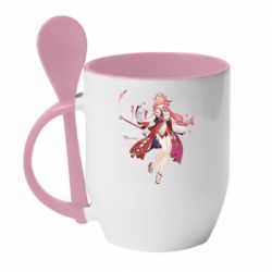 Чашка з ложкою Яэ Мико арт - PrintSalon