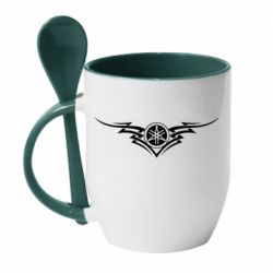 Чашка с ложкой Yamaha Lines Art - PrintSalon