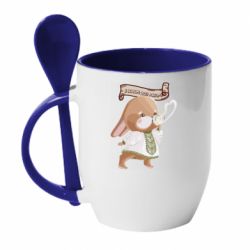 Чашка с ложкой Заяц украинец! С Новым Годом 2023 - PrintSalon