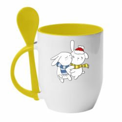 Чашка с ложкой Зайцы - PrintSalon
