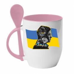 Кружка с керамической ложкой Зеленский Президент Арт - PrintSalon