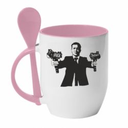 Кружка с керамической ложкой Zelensky fuck putin - PrintSalon