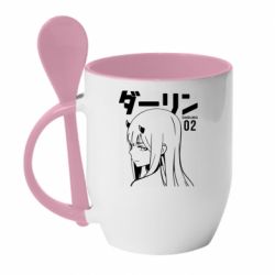 Чашка с ложкой Zero Two Girl - PrintSalon
