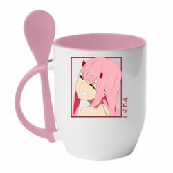 Чашка с ложкой Zero Two Smile - PrintSalon
