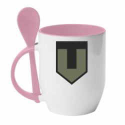 Кружка с керамической ложкой ЗСУ лого - PrintSalon