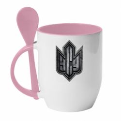 Чашка з ложкою ЗСУ метал лого - PrintSalon