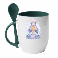 Чашка с ложкой Аяка в стиле Фонтейна - PrintSalon