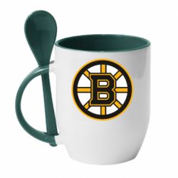 Чашка с ложкой Boston Bruins logo - PrintSalon