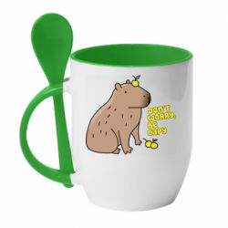 Чашка з ложкою Будь Капібарою - PrintSalon