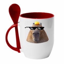 Чашка с ложкой Capybara cool - PrintSalon