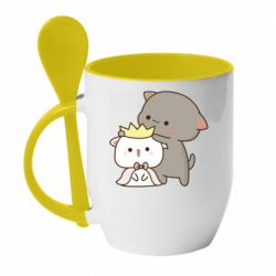 Чашка с ложкой Чиби котики - PrintSalon