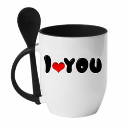 Чашка с ложкой День Валентина I love you - PrintSalon