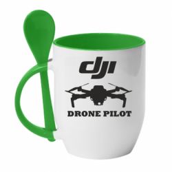 Чашка с ложкой Dji Drone Pilote - PrintSalon