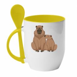 Чашка с ложкой Две капибары