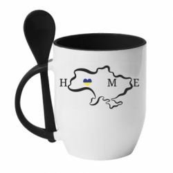 Чашка с ложкой Home. Map of Ukraine - PrintSalon