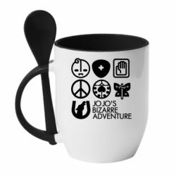 Чашка з ложкою JoJo Symbols - PrintSalon
