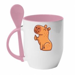 Чашка с ложкой Капибара лайк - PrintSalon