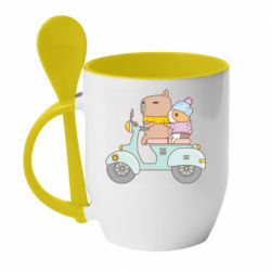 Чашка с ложкой Капибара и Морская свинка - PrintSalon