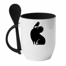 Чашка з ложкою Копібара та Пташка - PrintSalon